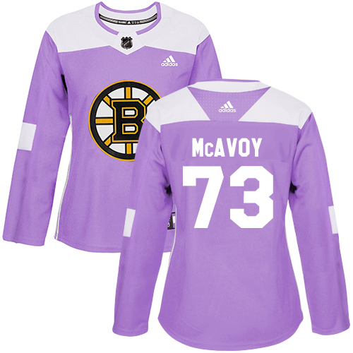 Adidas Bruins #73 Charlie McAvoy Purple Authentic Fights Cancer Women's Stitched NHL Jersey
